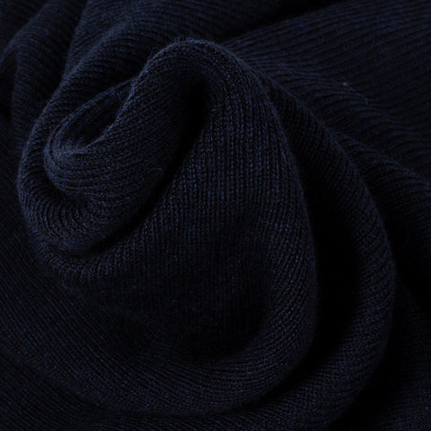 PYA Navy Merino Wool Ribbed Crewneck - Wool, Merino, Modern Fit, Knit - Alternate View