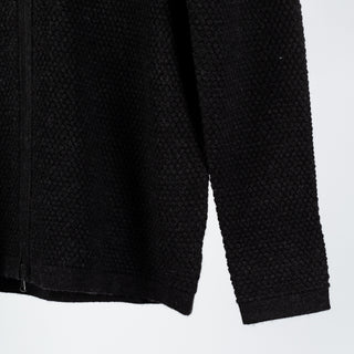 PYA Charcoal Merino Bubble Stitch Full Zip Cardigan - Wool, Merino, Regular Fit, Knit - Back View