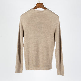 PYA Tan Merino Wool Ribbed Crewneck - Wool, Merino, Modern Fit, Knit - View 5