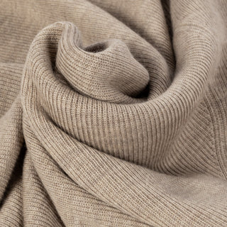 PYA Tan Merino Wool Ribbed Crewneck - Wool, Merino, Modern Fit, Knit - Alternate View