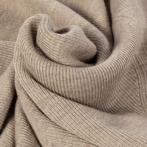 PYA Tan Merino Wool Ribbed Crewneck - Wool, Merino, Modern Fit, Knit - Alternate View