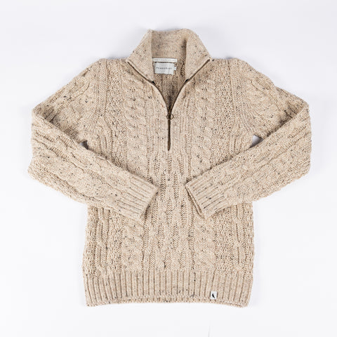 Peregrine Beige Lewis Zip Wool Sweater 1