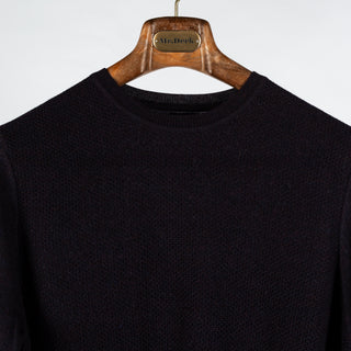PYA Deep Purple Chainlink Stitch Crewneck Sweater - Wool, Merino, Ribbed - View 7