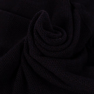 PYA Deep Purple Chainlink Stitch Crewneck Sweater - Wool, Merino, Ribbed - Alternate View