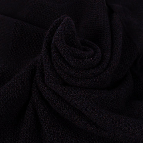 PYA Deep Purple Chainlink Stitch Crewneck Sweater - Wool, Merino, Ribbed - Alternate View