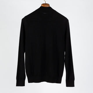 PYA Textured Black Merino Wool Quarter Zip - Wool, Merino, Regular Fit - View 5