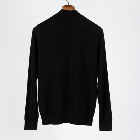 PYA Textured Black Merino Wool Quarter Zip - Wool, Merino, Regular Fit - View 5