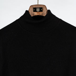 PYA Black Merino Wool Ribbed Turtleneck - Wool, Merino, Regular Fit, Knit - View 7