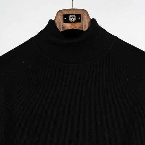 PYA Black Merino Wool Ribbed Turtleneck - Wool, Merino, Regular Fit, Knit - View 7