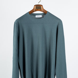 Gran Sasso Steel Blue Knit Stitch Crew Neck Sweater 6