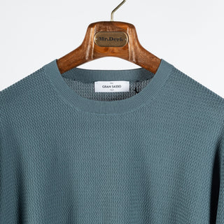 Gran Sasso Steel Blue Knit Stitch Crew Neck Sweater 7