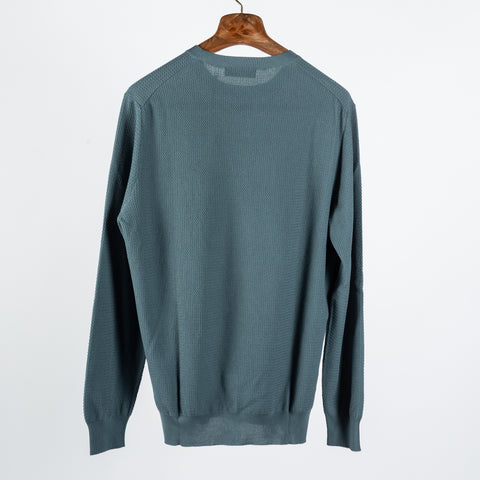 Gran Sasso Steel Blue Knit Stitch Crew Neck Sweater 5