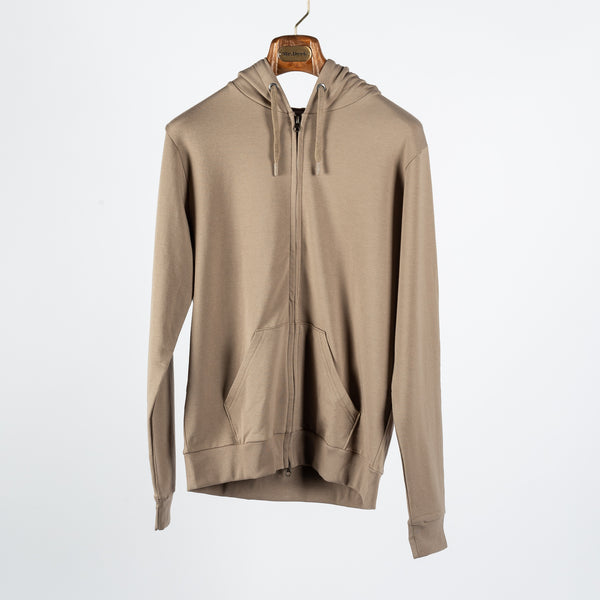Tan Kim Stretch Zip Up Hoodie