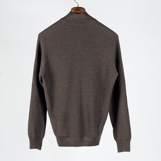 Gran Sasso Brown Chainlink Stitch Full Zip Cardigan - Wool, Denim, Italian, Knit, Made In Italy - View 5