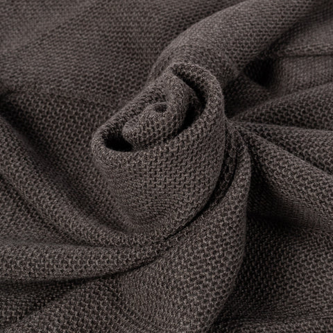 Gran Sasso Brown Chainlink Stitch Full Zip Cardigan - Wool, Denim, Italian, Knit, Made In Italy - Alternate View