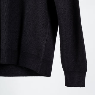 Gran Sasso Navy Micro Ribbed Turtle neck Sweater - Wool, Knit, Made In Italy - Back View