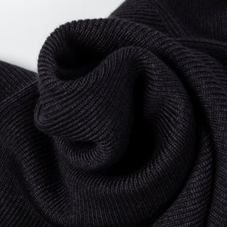Gran Sasso Navy Micro Ribbed Turtle neck Sweater - Wool, Knit, Made In Italy - Alternate View