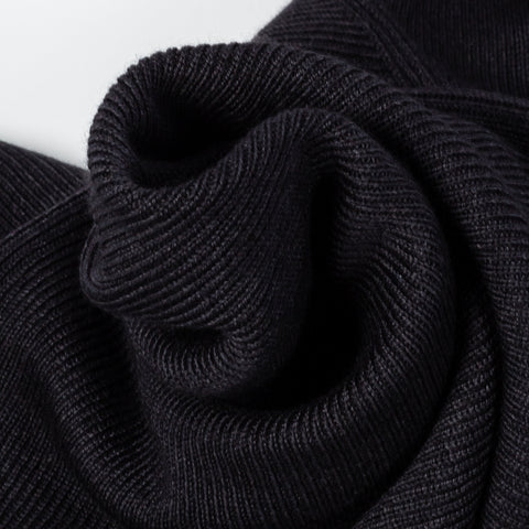 Gran Sasso Navy Micro Ribbed Turtle neck Sweater - Wool, Knit, Made In Italy - Alternate View