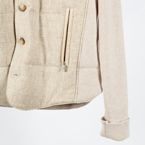 Gran Sasso Beige Super Geelong Wool & Flannel Jacket - Tan, Wool, Flannel, Italian - Back View