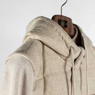 Gran Sasso Beige Super Geelong Wool & Flannel Jacket - Tan, Wool, Flannel, Italian - Detail View