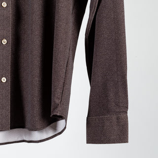 Blue Industry Brown Herringbone Stretch Dress Shirt - Nylon, Stretch, Slim Fit - Back View