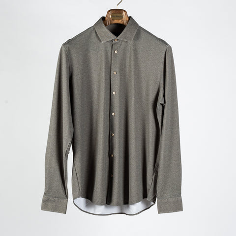 Blue Industry Green Herringbone Stretch Dress Shirt - Nylon, Stretch, Slim Fit
