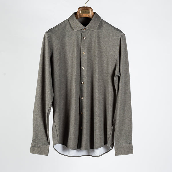 Green Herringbone Stretch Dress Shirt