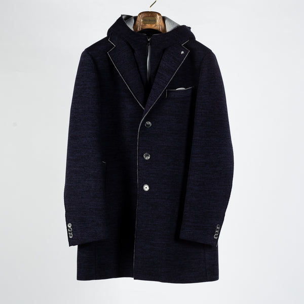 Navy Top Coat w/ Removable Hood