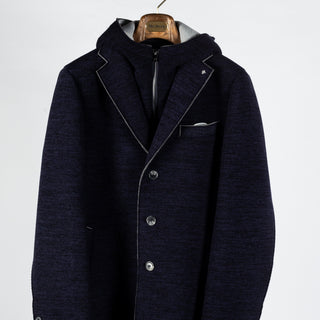 Blue Industry Navy Top Coat w/ Removable Hood - Polyester, Trim Fit - View 6