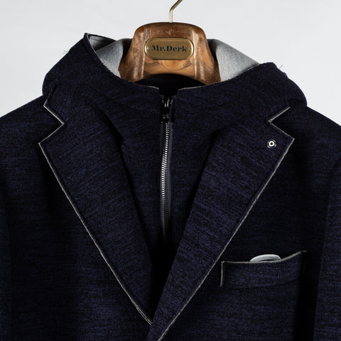 Blue Industry Navy Top Coat w/ Removable Hood - Polyester, Trim Fit - View 7