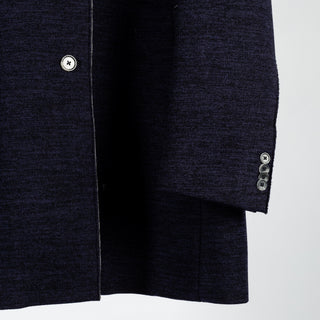Blue Industry Navy Top Coat w/ Removable Hood - Polyester, Trim Fit - Back View