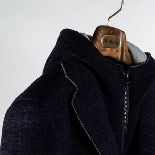 Blue Industry Navy Top Coat w/ Removable Hood - Polyester, Trim Fit - Detail View