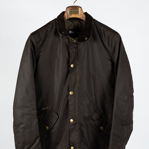 Barbour Olive Prestbury Waxed Jacket - Tan, Cotton, British - View 6