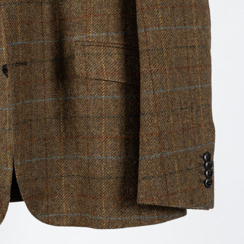 Barbour Brown Sullivan Check Blazer - Wool, Viscose, British, Made In England - Back View