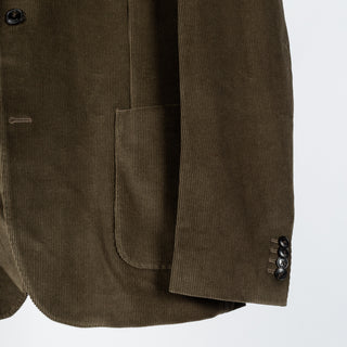 Barbour Olive Wallington Cord Blazer - Tan, Cotton, Corduroy, Viscose, Tailored Fit, Made In England - Back View