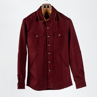 Dehen 1920 Burgundy Crissman Overshirt - Wool, Cotton