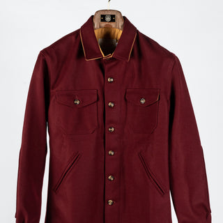 Dehen 1920 Burgundy Crissman Overshirt - Wool, Cotton - View 6