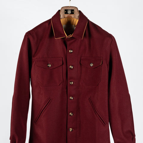 Dehen 1920 Burgundy Crissman Overshirt - Wool, Cotton - View 6