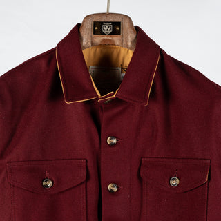 Dehen 1920 Burgundy Crissman Overshirt - Wool, Cotton - View 7