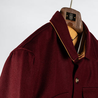 Dehen 1920 Burgundy Crissman Overshirt - Wool, Cotton - Detail View