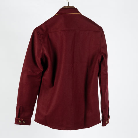 Dehen 1920 Burgundy Crissman Overshirt - Wool, Cotton - View 5
