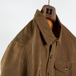 Dehen 1920 Tan Waxed Canvas Crissman Overshirt - Cotton, Canvas - Detail View