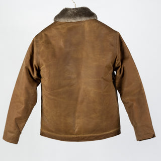 Dehen 1920 Tan Waxed N-1 Deck Jacket w/ Mouton Collar 6