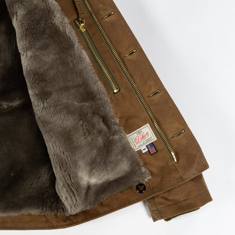 Dehen 1920 Tan Waxed N-1 Deck Jacket w/ Mouton Collar 4