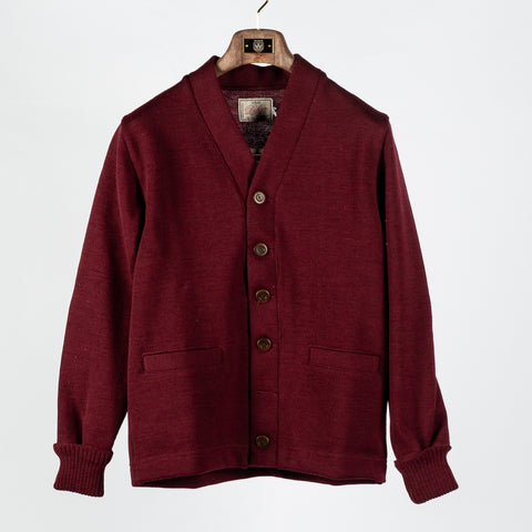 Dehen 1920 Classic Burgundy Cardigan - Wool, Jersey, Knit