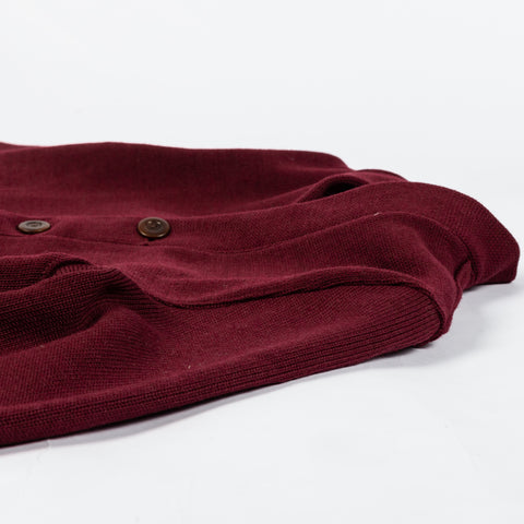 Dehen 1920 Classic Burgundy Cardigan - Wool, Jersey, Knit - View 8