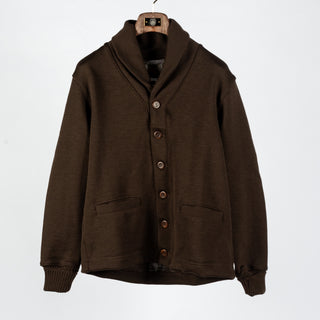 Dehen 1920 Brown Shawl Sweater Coat - Black, Wool, Jersey, Knit