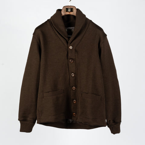 Dehen 1920 Brown Shawl Sweater Coat - Black, Wool, Jersey, Knit