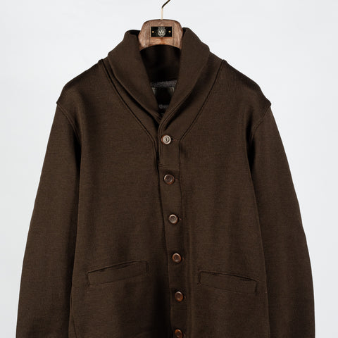 Dehen 1920 Brown Shawl Sweater Coat - Black, Wool, Jersey, Knit - View 6