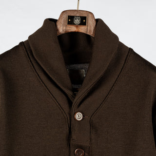 Dehen 1920 Brown Shawl Sweater Coat - Black, Wool, Jersey, Knit - View 7